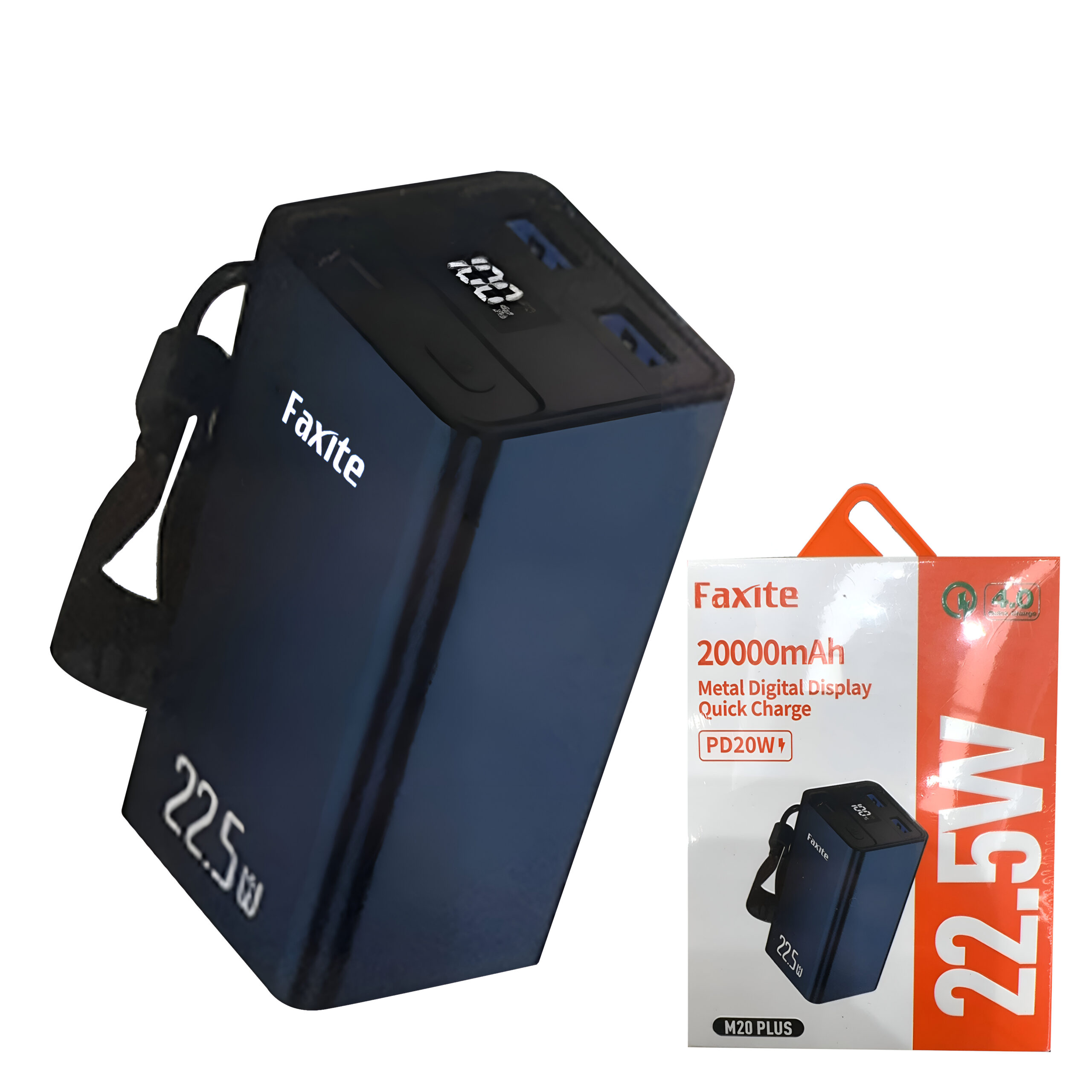 FAXITE M20PLUS 20000mAh 22.5W Metal Digital Display Quick Charge 4.0 Power Bank