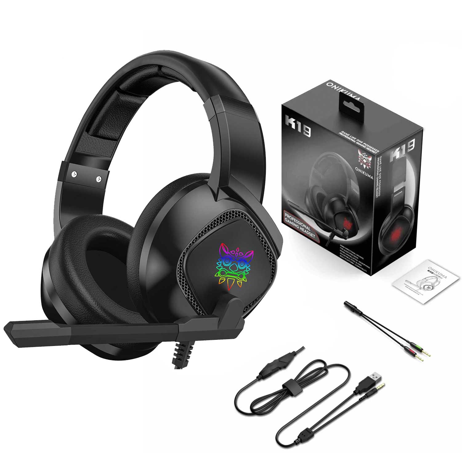 ONIKUMA K19 RGB Wired Stereo Gaming Headset with Noise Cancellation