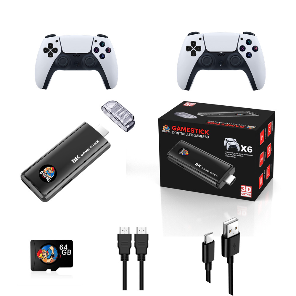 X6 64GB Classic 8K HD TV 40000+ Games with Console Wireless 2.4G Game Stick