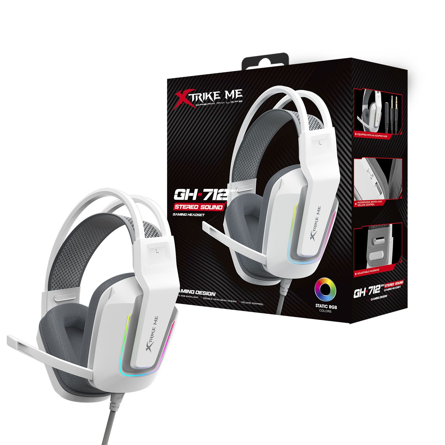 XTRIKE ME GH712 RGB Gaming Headset with Noise Reduction Microphone